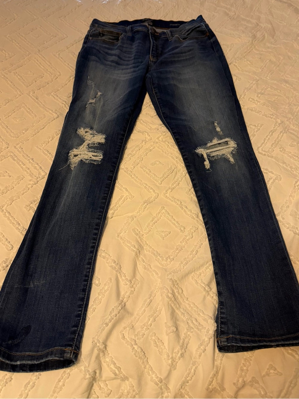 Judy Blue Dark Blue Distressed Boot Cut Jeans